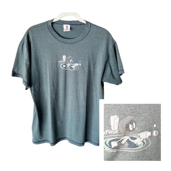 Vintage Six Flags Shirt Unisex Large 1999 Marvin the Martian Retro Kidcore Y2K - Picture 1 of 10